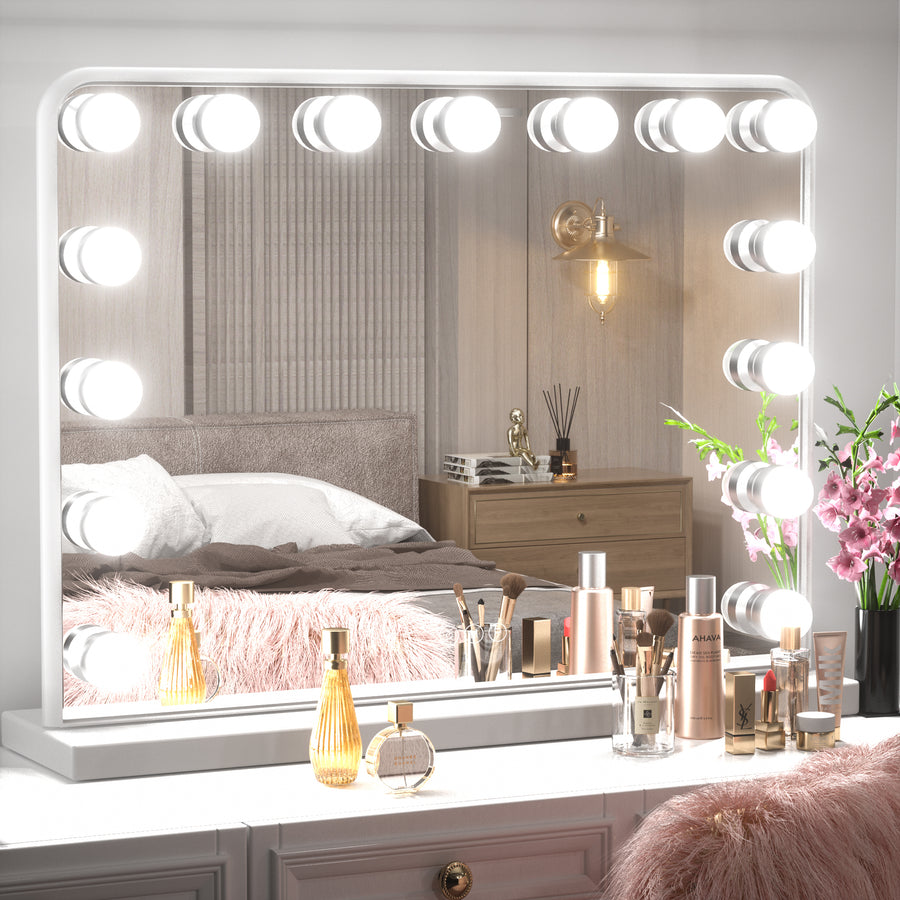 SHL Hollywood Lighted Makeup Mirror 3-Color Dimmable LED Bulbs