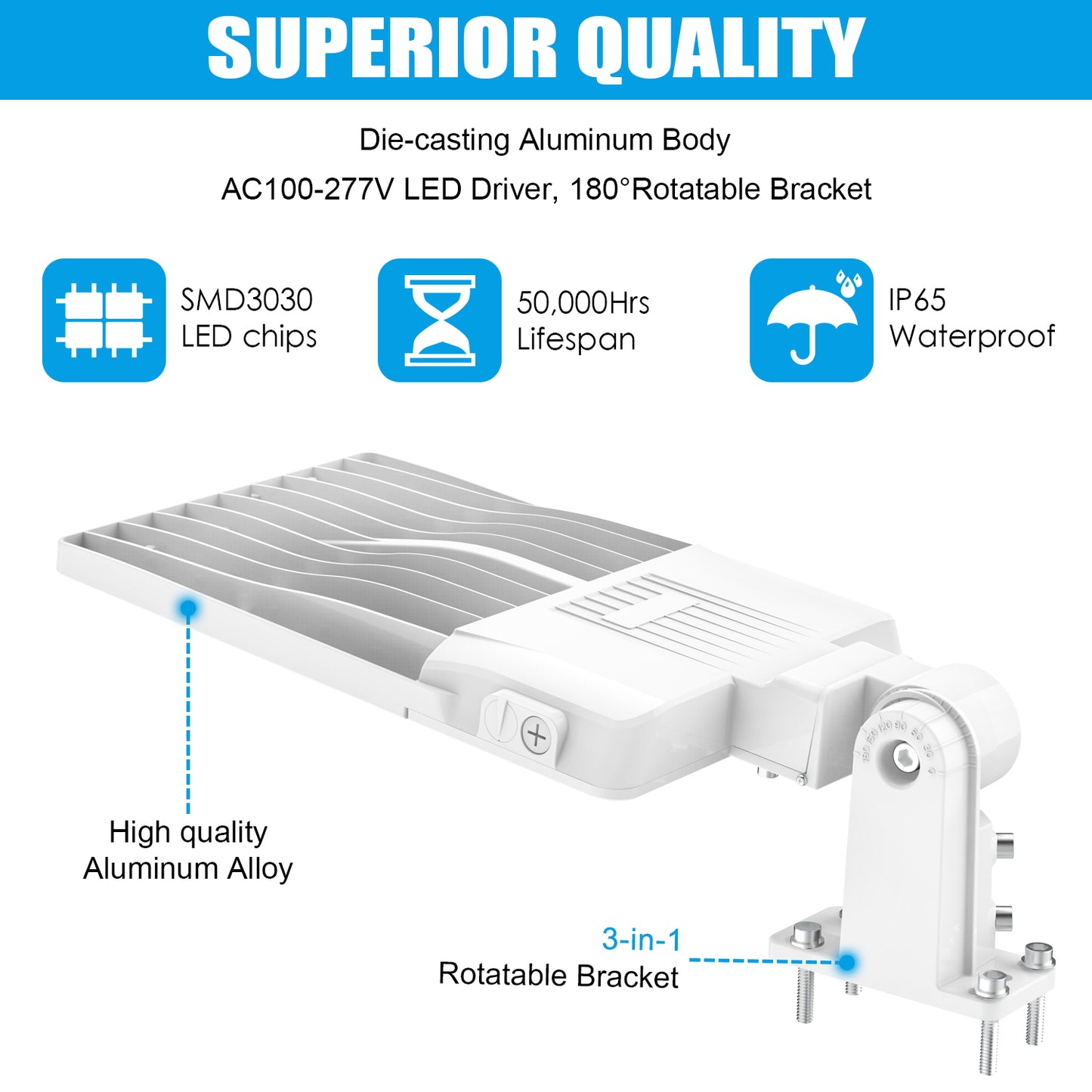 Pro Series A 240W LED Parking Lot Lights 5000K IP65 LED Shoebox Pole Lights For Driveway Tennis Court Slip Fitter
