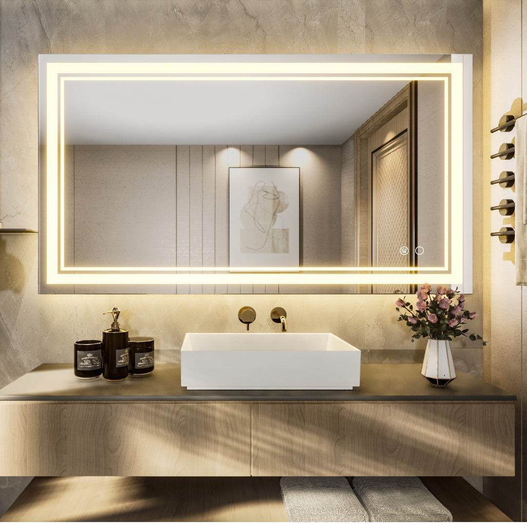 SHL Series ETL Certificated 3-Color Frontlit LED Bathroom Mirror