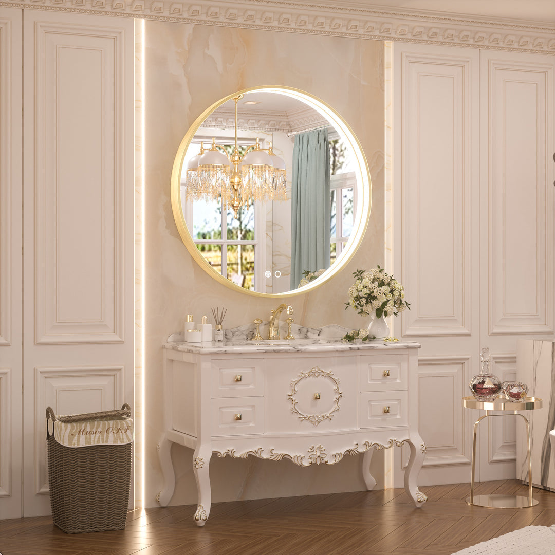 SHL ETL Certificated Frontlit Metal Frame Round Bathroom Mirror