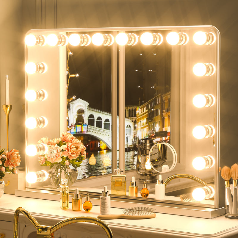 SHL Hollywood Lighted Makeup Mirror 3-Color Dimmable LED Bulbs