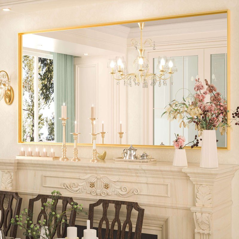 SHL Right Angle Metal Frame Wall Mounted Decorative Rectangle Vanity Mirror