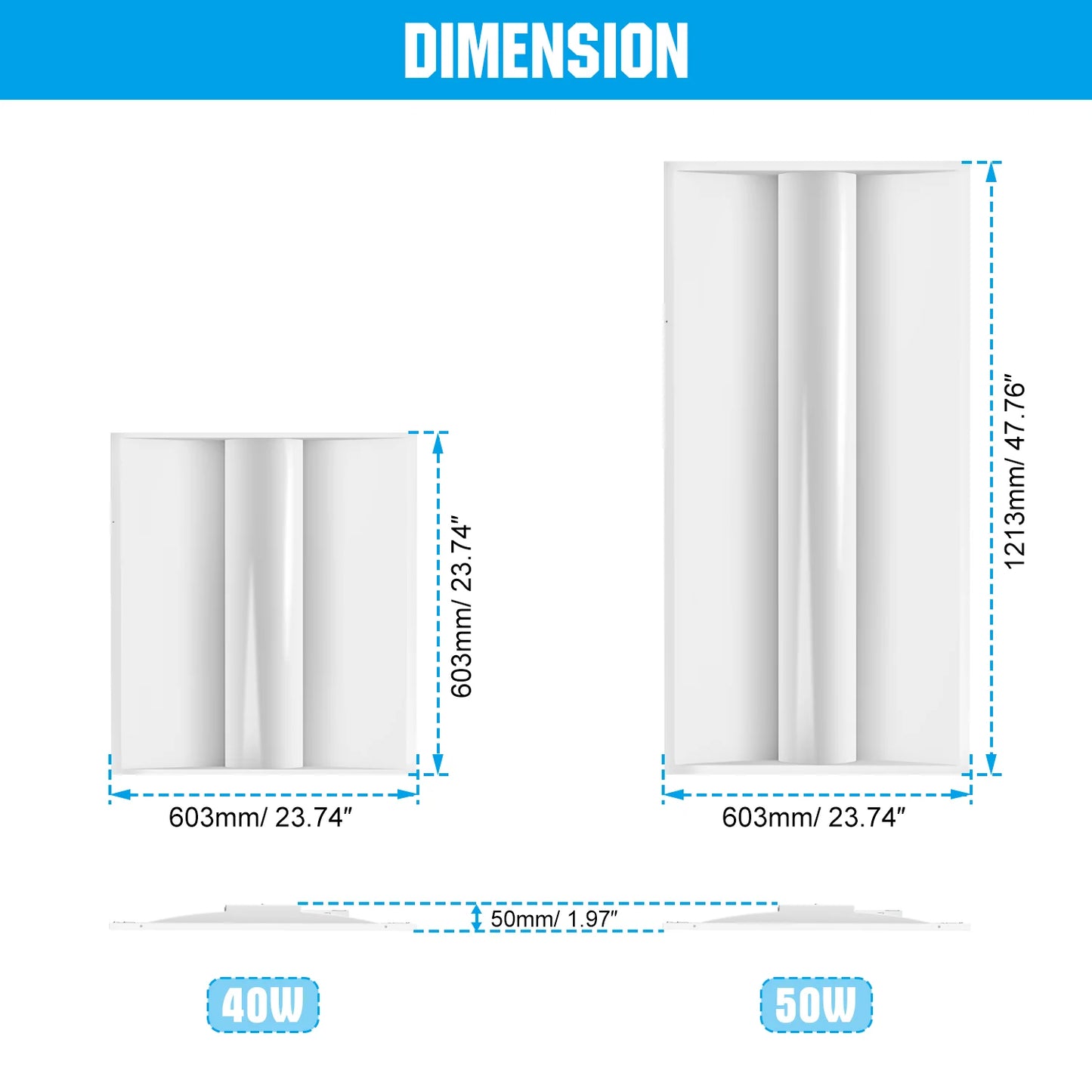 4-Pack LED Troffer Lights – ETL DLC Certified – Office & Commercial Ceiling Panel Light Fixture