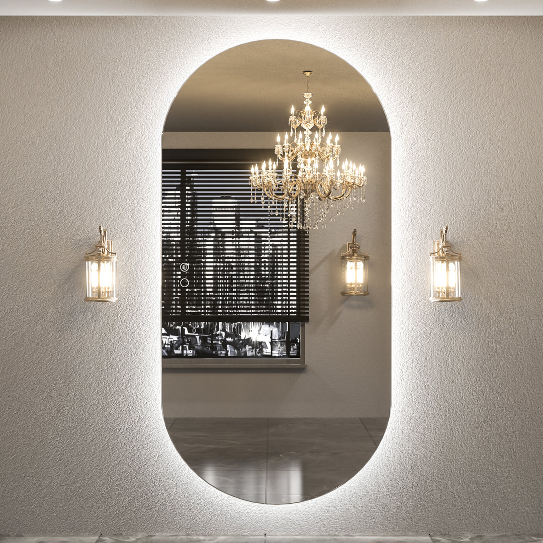 SHL ETL Certificated Backlit Pill Shape LED Bathroom Mirror Horizontal/Vertical