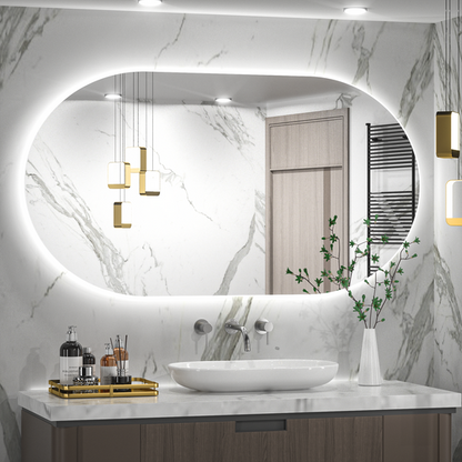 SHL ETL Certificated Backlit Pill Shape LED Bathroom Mirror Horizontal/Vertical