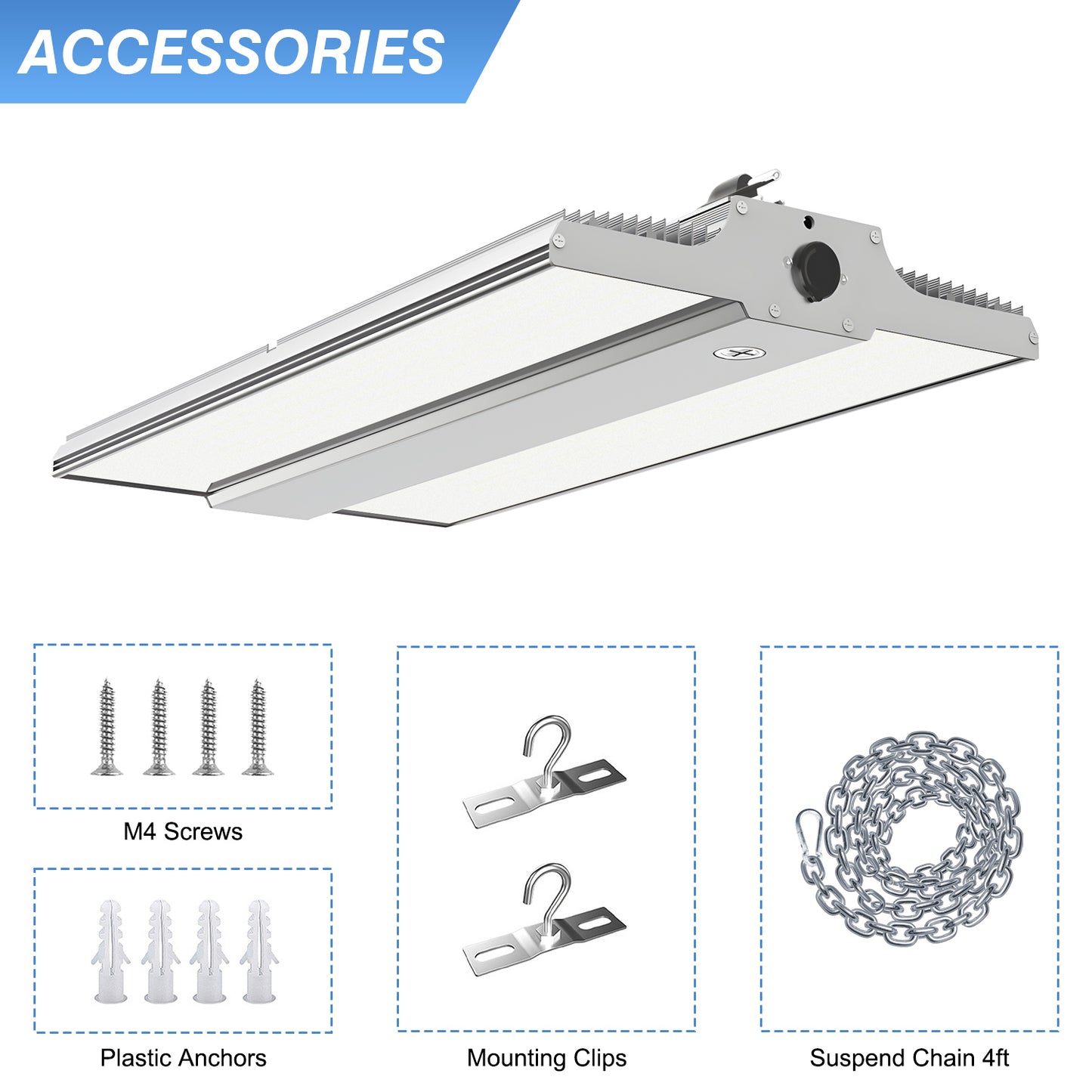 SHL 200W LED Linear High Bay Light Adjustable CCT and wattage 100~277V input voltage