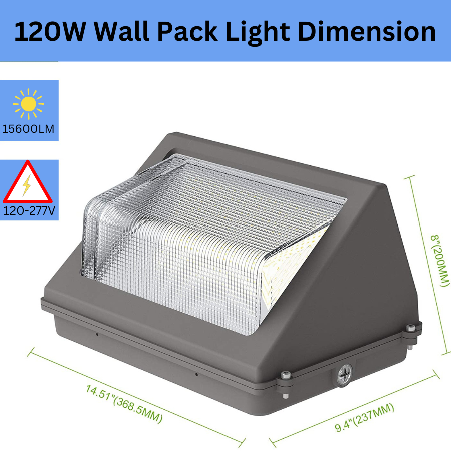 SHL 120W LED Wall Pack Light With Photocell 120-277V 5000K 15600LM IP65 Wallpack Glass Cover