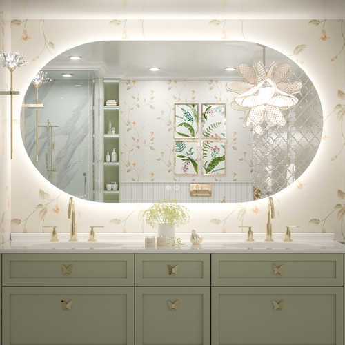 SHL ETL Certificated Backlit Pill Shape LED Bathroom Mirror Horizontal/Vertical