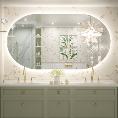 SHL ETL Certificated Backlit Pill Shape LED Bathroom Mirror Horizontal/Vertical