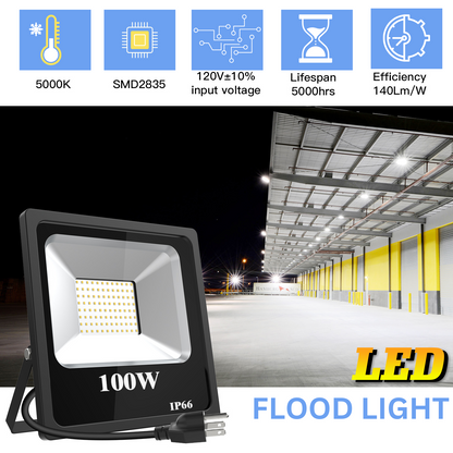 Pro Series 100W LED Flood Light Outdoor IP65 Waterproof 120 Degree Beam Angle 5 Years Warranty