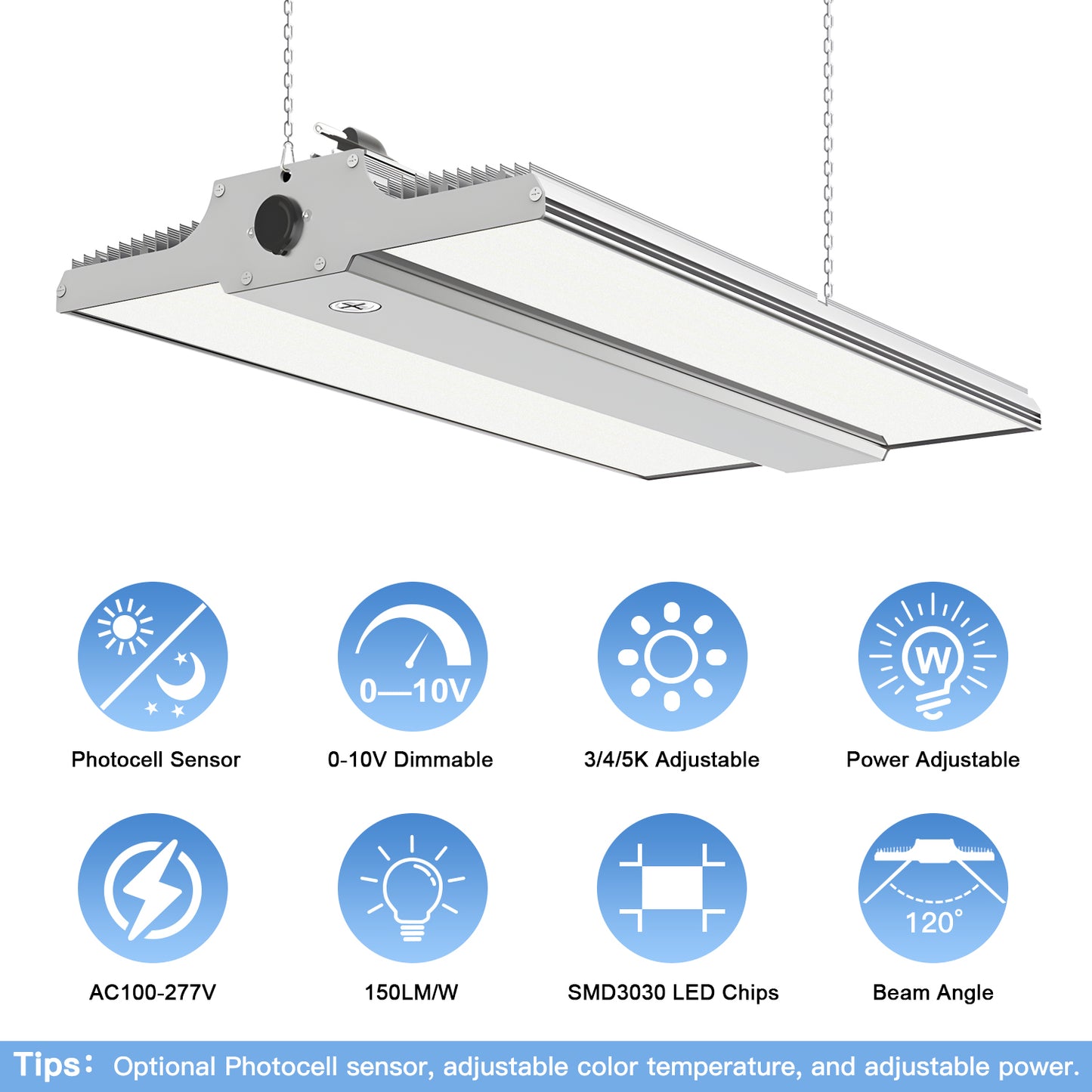 SHL 200W LED Linear High Bay Light Adjustable CCT and wattage 100~277V input voltage