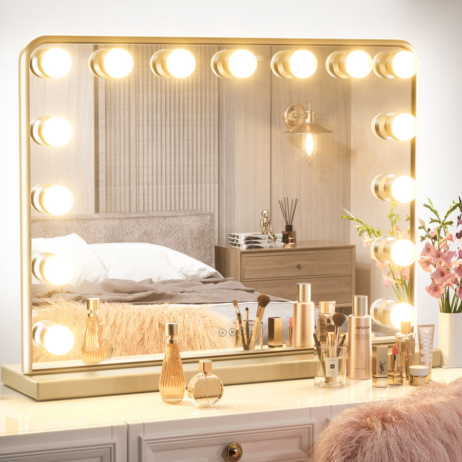 SHL Hollywood Lighted Makeup Mirror 3-Color Dimmable LED Bulbs