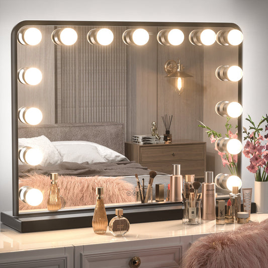 SHL Hollywood Lighted Makeup Mirror 3-Color Dimmable LED Bulbs
