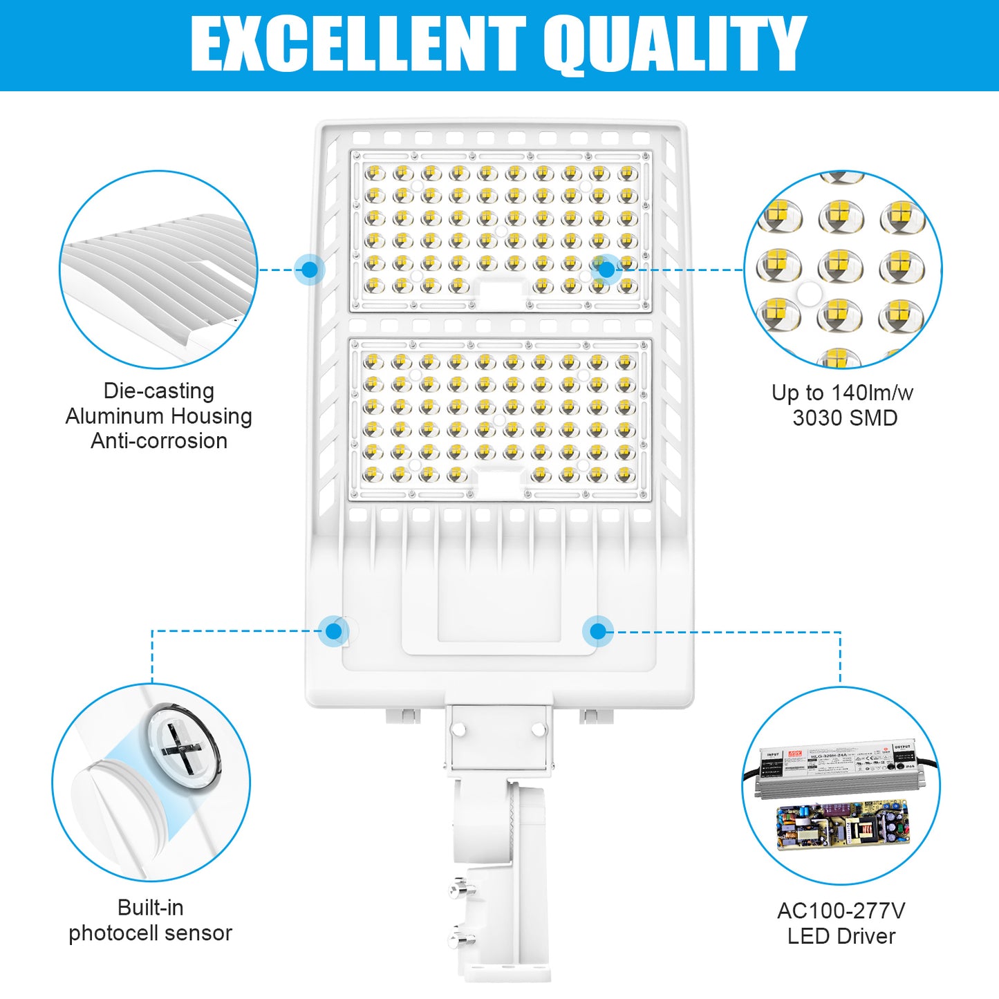 Pro Series A 400W LED Parking Lot Light 56000LM UL DLC 5000K IP65 Outdoor Commercial Street Light