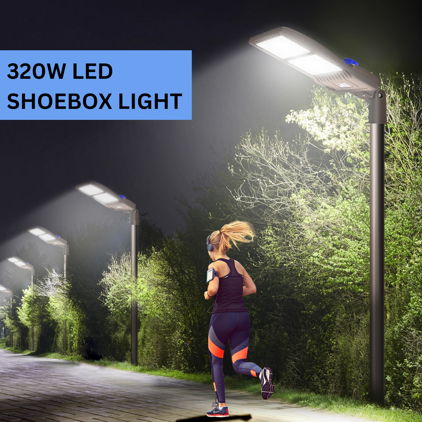 Pro Series Plus 320W LED Parking Lot Light 44800LM UL DLC 5000K IP65 Outdoor Commercial Street Area Lighting