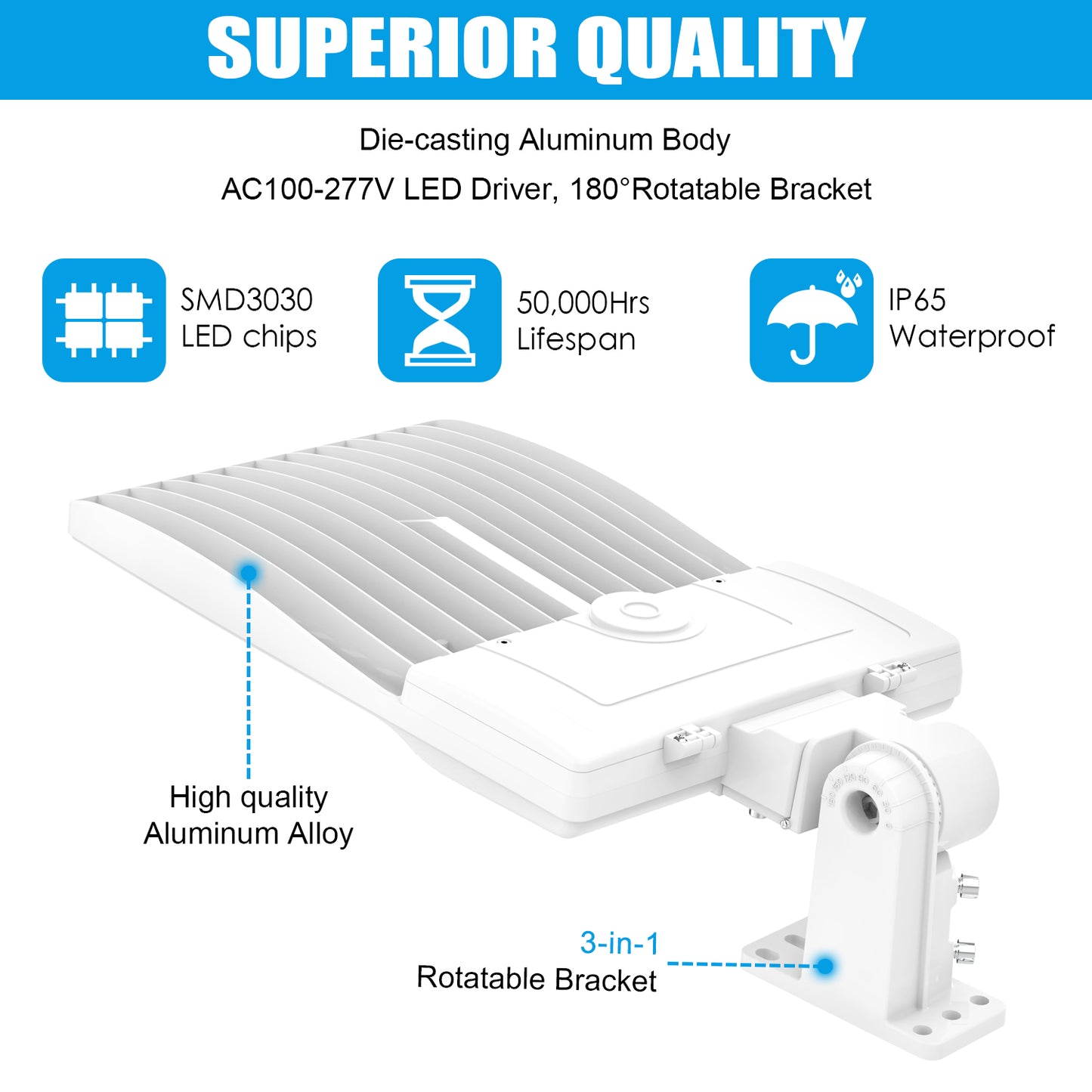 Pro Series A 400W LED Parking Lot Light 56000LM UL DLC 5000K IP65 Outdoor Commercial Street Light