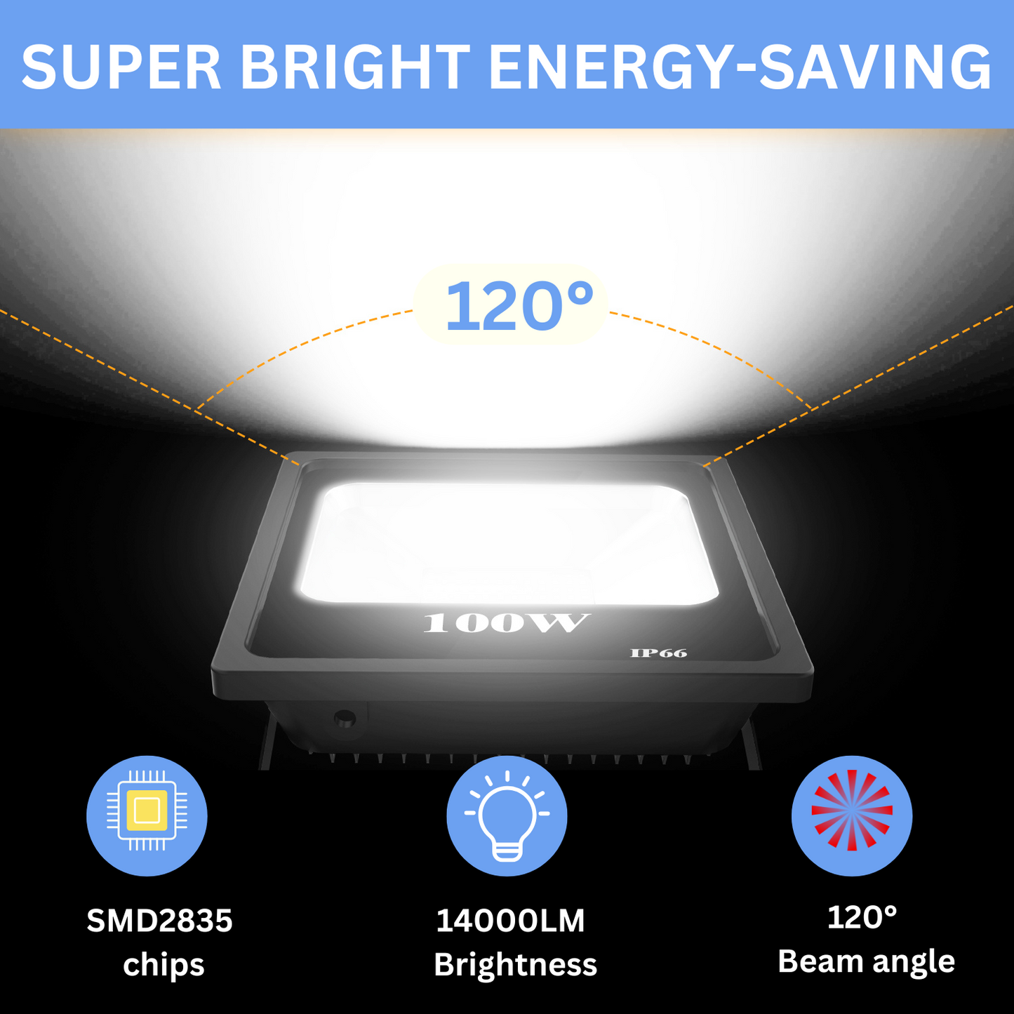 Pro Series 100W LED Flood Light Outdoor IP65 Waterproof 120 Degree Beam Angle 5 Years Warranty