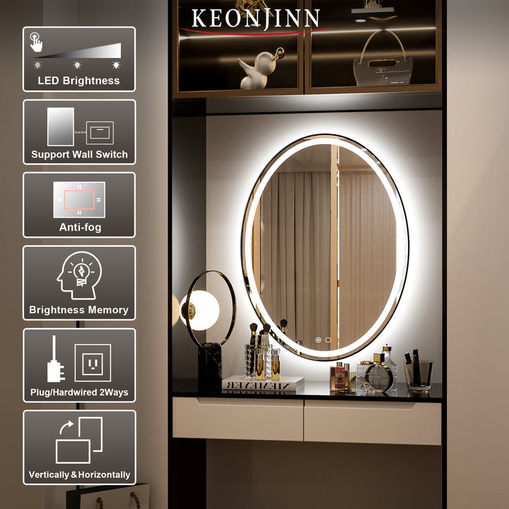 SHL ETL Certificated Frontlit Oval LED Bathroom Mirror