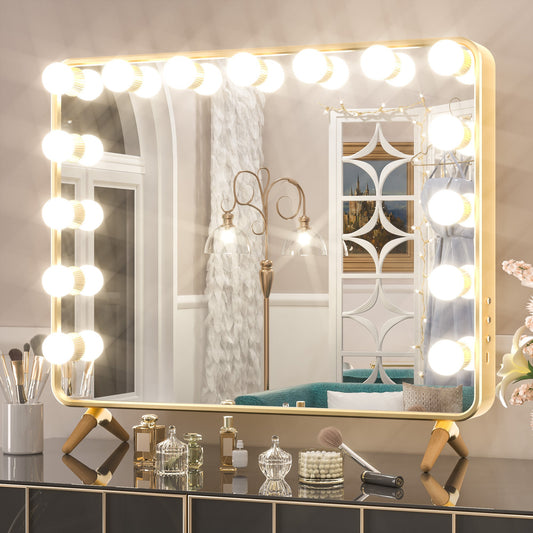 SHL Hollywood Vanity Mirror with Lights 3-Color Dimmable USB Replaceable LED Bulbs