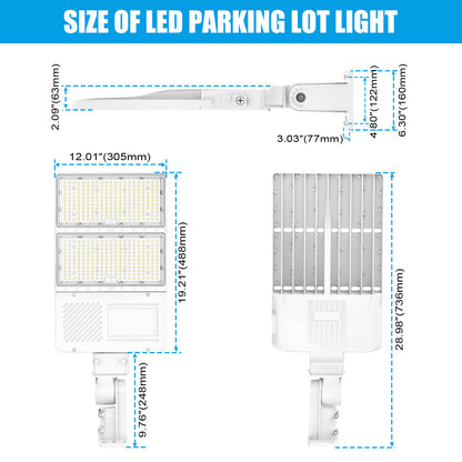 Pro Series A 320W LED Parking Lot Lights 5000K IP65 LED Shoebox Pole Lights For Driveway Tennis Court Slip Fitter