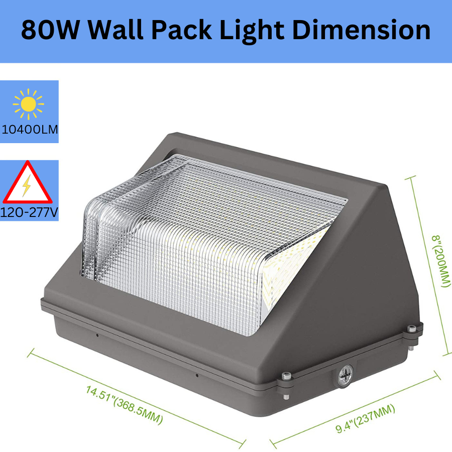 80W LED SHL Wall Pack Light Dusk to Dawn Photocell Sensor 120-277V 5000K 10400LM IP65 Waterproof