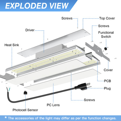 SHL 200W LED Linear High Bay Light Adjustable CCT and wattage 100~277V input voltage