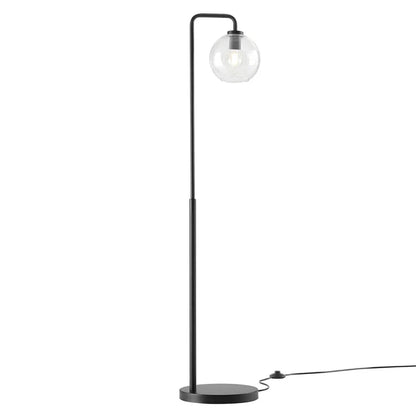 Silo Glass Globe Floor Lamp – 58" Tall – Industrial Glass and Metal Standing Lamp with Globe Shade – Black or Satin Brass – Dimmable E26 Base