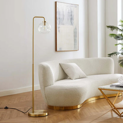 Silo Glass Globe Floor Lamp – 58" Tall – Industrial Glass and Metal Standing Lamp with Globe Shade – Black or Satin Brass – Dimmable E26 Base