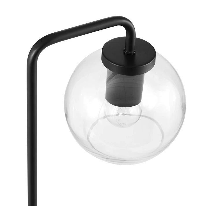 Silo Glass Globe Table Lamp – 20" Tall – Industrial Glass and Metal Desk or Bedside Lamp – Globe Shade – Black, Satin Brass, or Satin Nickel – E26 Base