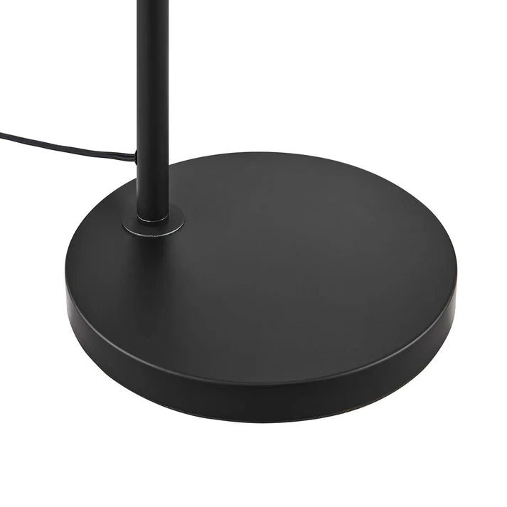 Floor Lamp – 58" Tall – Glass and Metal Standing Lamp with Transparent Cone Shade – Dimmable E26 Base – Mid-Century Modern Style – Black, Satin Brass, or Satin Nickel