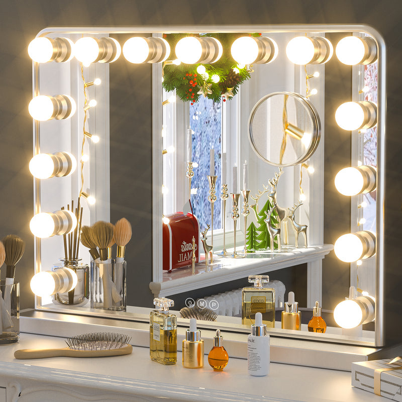 SHL Hollywood Lighted Makeup Mirror 3-Color Dimmable LED Bulbs