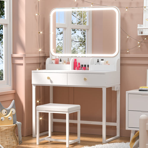 SHL Hollywood Vanity Mirror with Lights 3-Color Dimmable USB Replaceable LED Bulbs