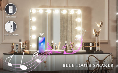 SHL Hollywood Lighted Makeup Mirror 3-Color Dimmable LED Bulbs