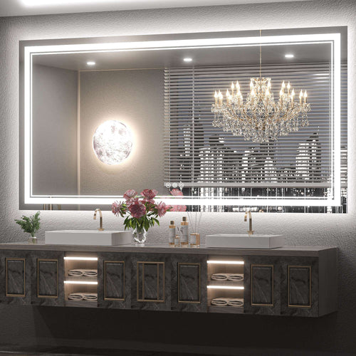 SHL Series 3-Color Frontlit and Backlit Double Lights LED Bathroom Mirror