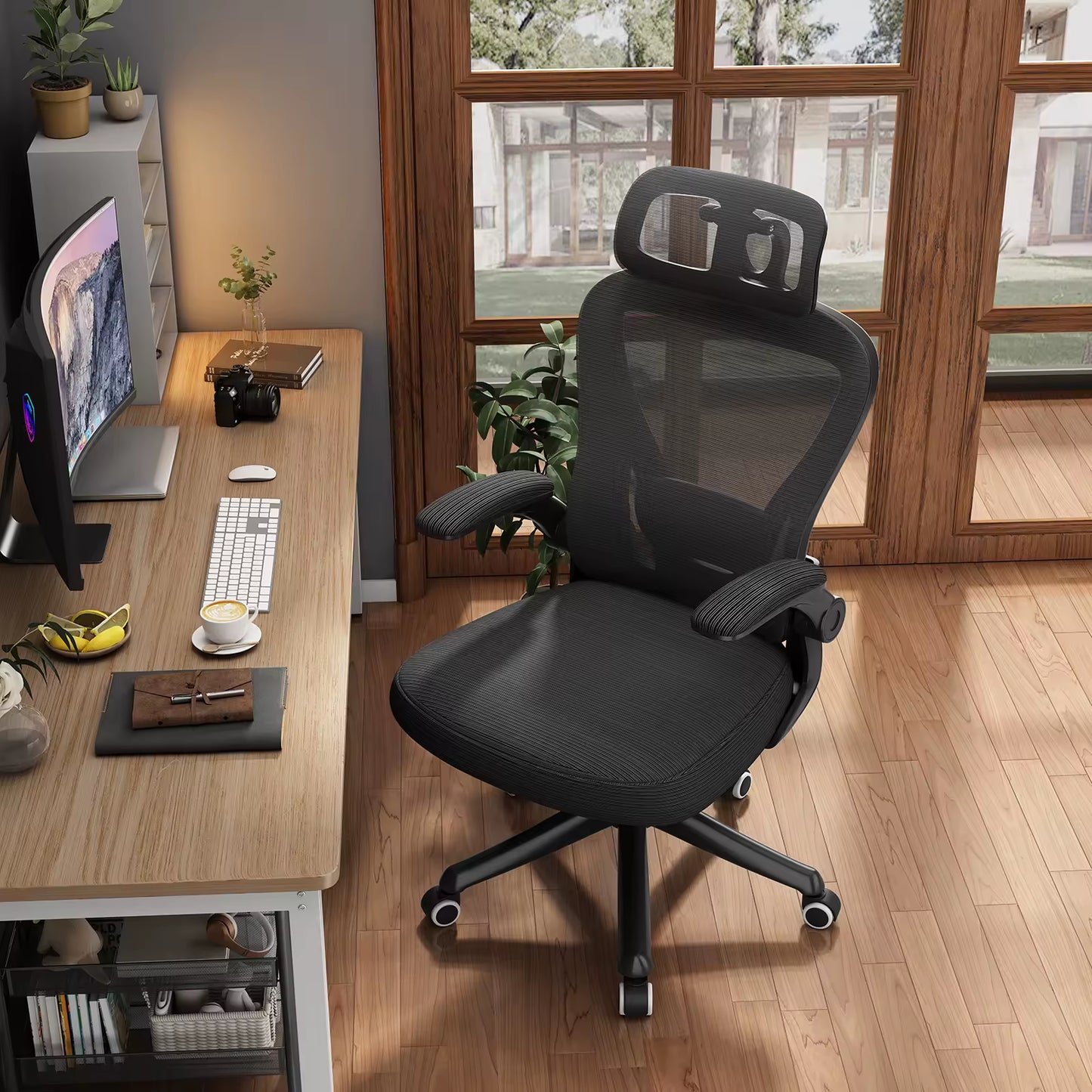 Ergonomic Mid Back Mesh Office Chair - Modern Swivel Computer Desk Chair (Black)