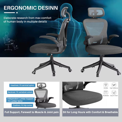 Ergonomic Mid Back Mesh Office Chair - Modern Swivel Computer Desk Chair (Black)