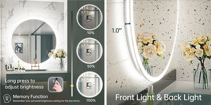 SHL Series 3-Color Frontlit and Backlit Double Lights LED Bathroom Mirror