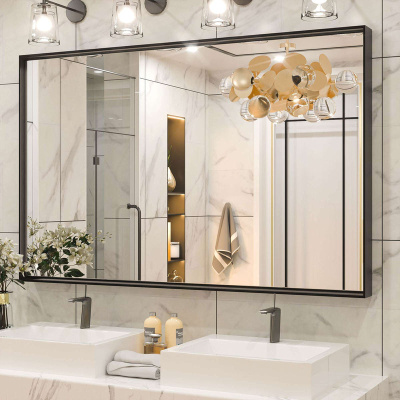 SHL Right Angle Metal Frame Wall Mounted Decorative Rectangle Vanity Mirror