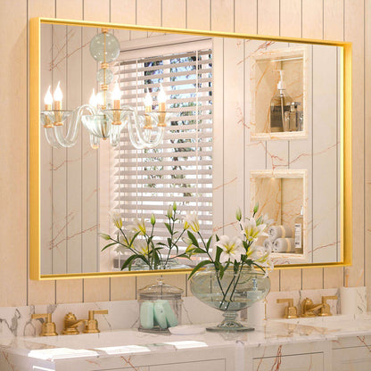 SHL Right Angle Metal Frame Wall Mounted Decorative Rectangle Vanity Mirror