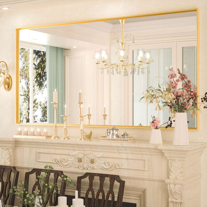 SHL Right Angle Metal Frame Wall Mounted Decorative Rectangle Vanity Mirror