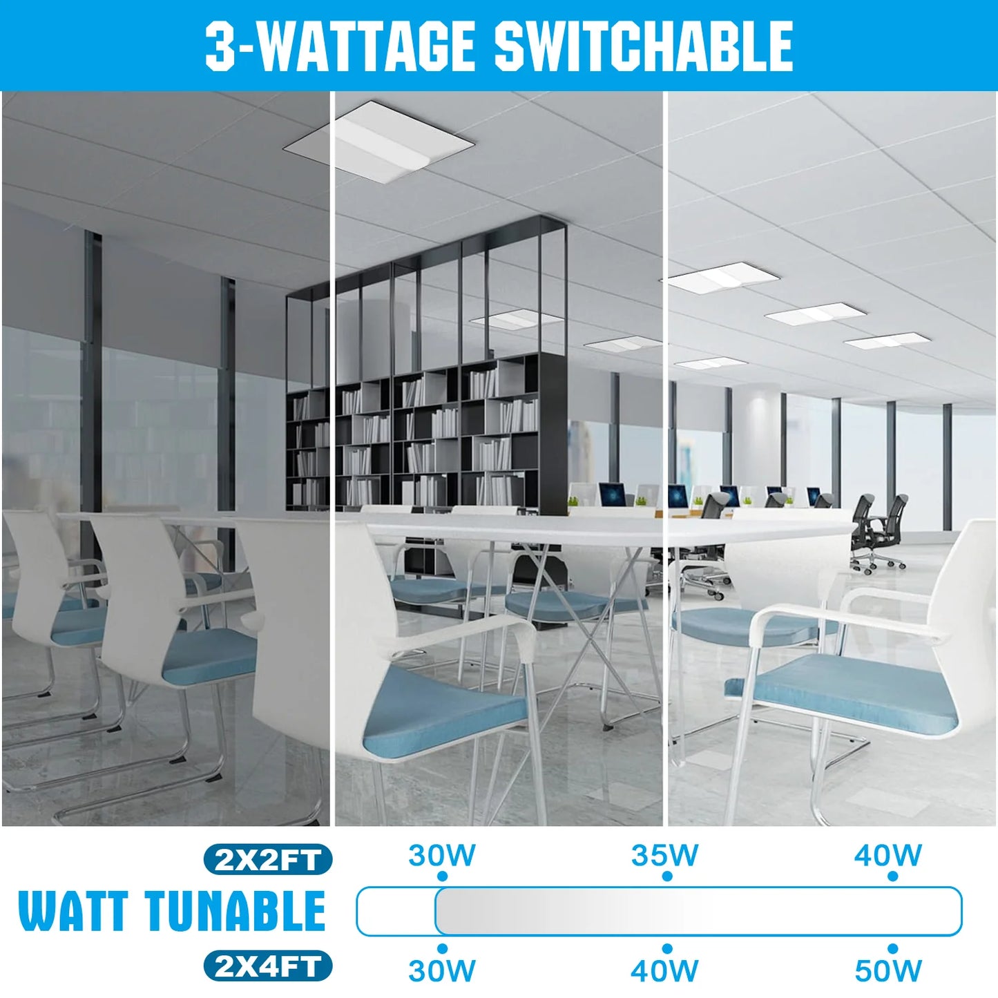 4-Pack LED Troffer Lights&nbsp; – ETL DLC Certified – Office &amp; Commercial Ceiling Panel Light Fixture
