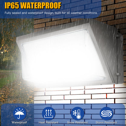 SHL 150W LED Wall Pack Light With Photocell 120-277V 5000K 15600LM IP65 Wallpack Glass Cover