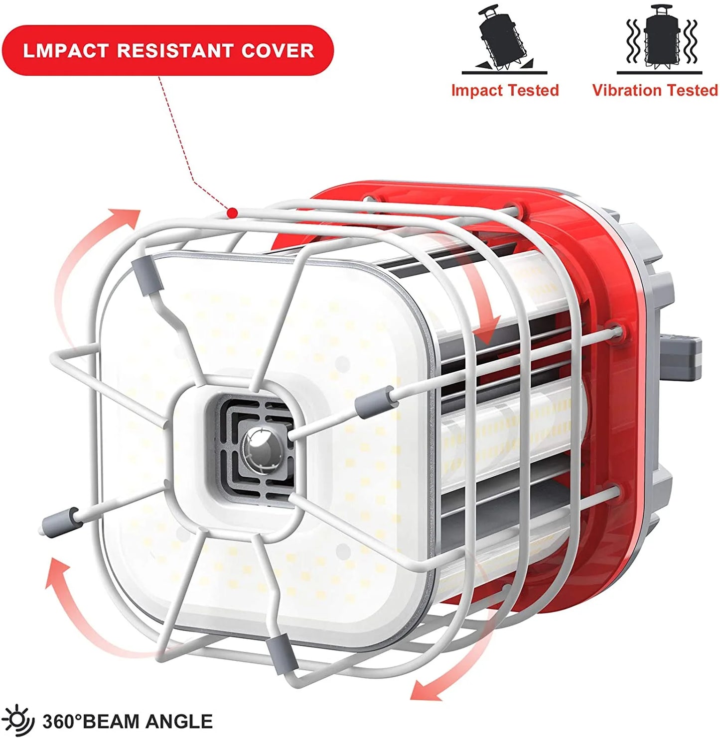 SHL 80W LED Temporary Work Light – 11,600 Lumens | 5000K | 10ft Cord | Stainless Steel Guard & Hook