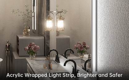 SHL Series 3-Color Frontlit and Backlit Double Lights LED Bathroom Mirror
