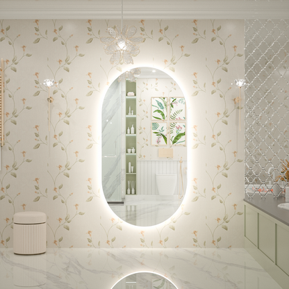 SHL ETL Certificated Backlit Pill Shape LED Bathroom Mirror Horizontal/Vertical