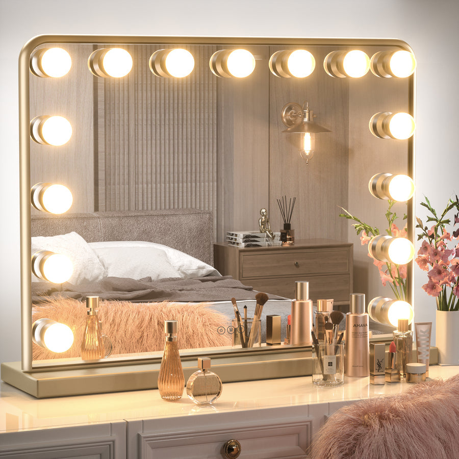 SHL Hollywood Lighted Makeup Mirror 3-Color Dimmable LED Bulbs