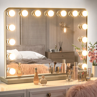 SHL Hollywood Lighted Makeup Mirror 3-Color Dimmable LED Bulbs