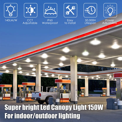 SHL 150W LED Canopy Light UL DLC Certified CCT Wattage Adjustable IP65