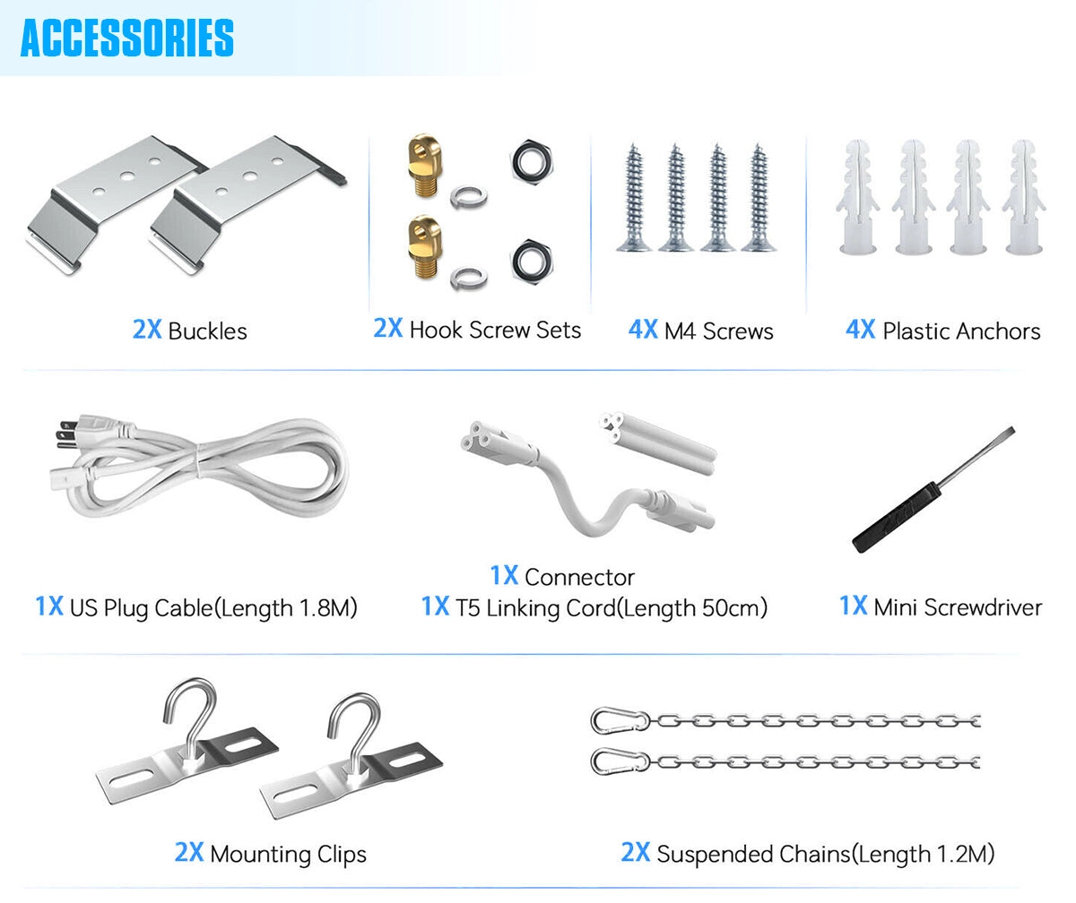 SHL 120W Linkable LED Shop Light 4FT 16800LM 5000K With Plug 120V±10% ON/Off Pull Chain Suspended & Flush Mount