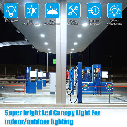 SHL 100W LED Canopy Light ETL DLC Certified CCT Wattage Adjustable IP65